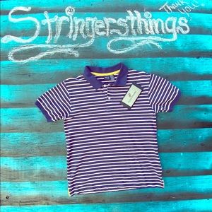 Basic editions polo blue and white striped